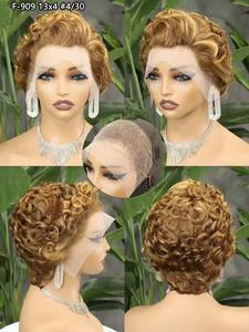 Pas cher Cheveux Courts Pixie Perruque Lace Frontal Perruque <span class=keywords><strong>Femme</strong></span> Noire Pixie Cut Cheveux Humains Bob 180% Densité Court Pixie Cut Perruque Bouclée - Product Image 6