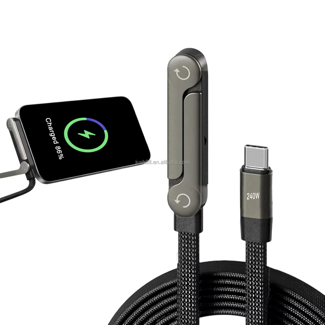 2026 New 240W Super Fast Charging Data Cable 2-in-1 Folding Stand for IPhone 17 for Samsung Holder Charger Cable