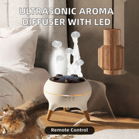 Diffuseur d'arômes électrique à ultrasons, humidificateur d'huiles essentielles, télécommande, lumière LED effet flamme, minuterie, plastique, maison, chambre, bureau