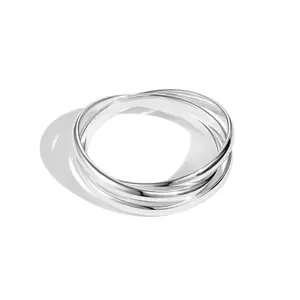 Dylam三层几何声明珠宝戒指，防过敏，无光泽925纯银个性化精品珠宝