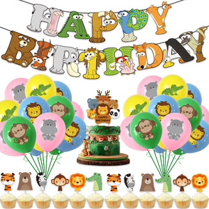 Animales <span class=keywords><strong>de</strong></span> <span class=keywords><strong>Safari</strong></span> Cartel <span class=keywords><strong>de</strong></span> feliz cumpleaños Globos <span class=keywords><strong>de</strong></span> animales impresos para niños Jungle <span class=keywords><strong>Safari</strong></span> Zoo Tema Fiesta Decoración Suministros Juguete para regalo - Product Image 1