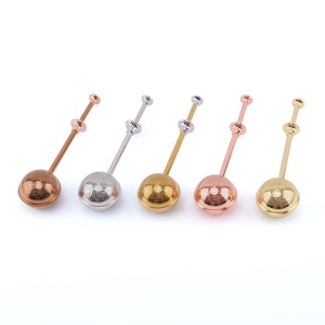 Top Quality Multi Color Ball Shape Spoon <strong>Tea</strong> <strong>Infuser</strong> With Pushing Handle - Product Image 1