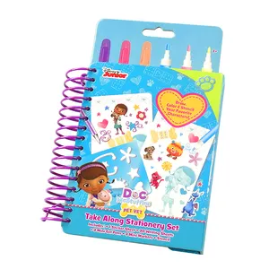 Cute LOL Design Purple Spiral Color Set For Kids 30 Sheets Writing Paper Mini Notepad With Colorful Makers