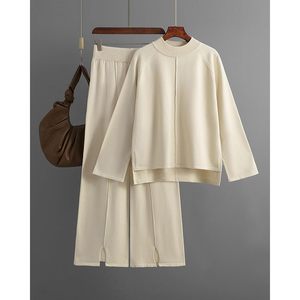 Conjunto de Suéter para Mujer FOXA, 2 Piezas, Top de Punto, Pantalones Anchos, Ropa de Salón, Transpirable y Cómodo - Product Image 2