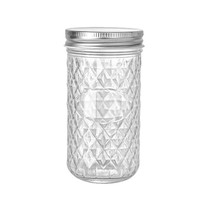Bouteille en verre réutilisable type Mason Jar 100ml-500ml à large ouverture hermétique pour thé, épices, desserts, avec zone personnalisable pour logo et étiquette