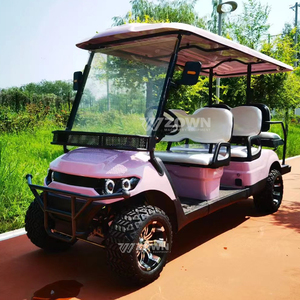 Electric Golf Cart 6 Seater Pink With Roof And Windshield For Resort Use - Product Image 1