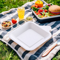 Assiettes à gâteau rondes carrées en bagasse jetables compostables vaisselle à emporter