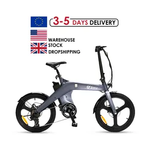 Sepeda Elektrik Lipat Portabel T1 DYU, Gudang Eropa Amerika Serikat, E Sepeda 20 Inci 350W