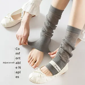 Chaussettes sans <span class=keywords><strong>pied</strong></span> pour <span class=keywords><strong>femme</strong></span>, style japonais, en coton respirant, Y2K, couleur unie, printemps-été, absorbant la transpiration - Product Image 5