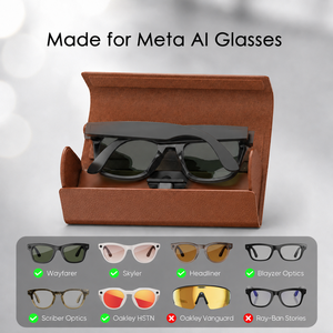 Étui de charge pliable en cuir PU, chargeur portable 2000 mAh avec indicateur LED, nouvelle sacoche de charge pour <span class=keywords><strong>lunettes</strong></span> <span class=keywords><strong>RayBan</strong></span> Meta AI - Product Image 2