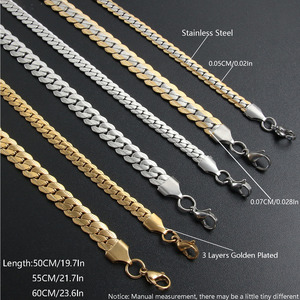 Vintage Waterproof Non Tarnish 5/7MM <strong>Men</strong> Jewelry <strong>Accessories</strong> 18K Gold Plated Stainless Steel <strong>Chains</strong> Women Embossed Necklaces - Product Image 1