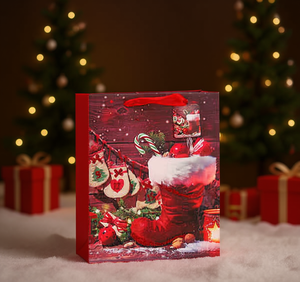 Borsa regalo natalizia Mi House Market in plastica di medie dimensioni con design festivo per regali natalizi - Product Image 2