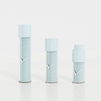 Flacon pompe sans air cylindrique 15ml 30ml 50ml en ABS AS PP pour emballage de lotion et crème, forme pour nettoyant visage, logo personnalisé