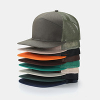 Gorra Trucker de Visera Plana, 7 Paneles, Malla Trasera, Sarga de Algodón, Ajustable con Cierre a Presión, para Exteriores, Personalizable, Venta al por Mayor