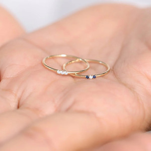 CANNER Minimalist <b>Silver</b> 925 Dainty Thin <b>Stacking</b> <b>Rings</b> Jewelry 1.5MM Triple Stone 18k Yellow Gold <b>Ring</b> Foir Women Wholesale - Product Image 6