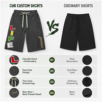 Shorts de survêtement en coton épais personnalisés avec strass, coupe ample, broderie, double cordon de serrage, streetwear pour hommes