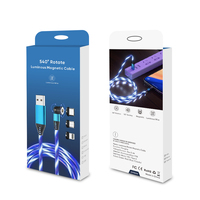 Handy Shining Charging 540 Grad LED drehen Leuchtendes Fließ licht Micro USB Typ C 3,3 Fuß 1M Magnet kabel Ladekabel