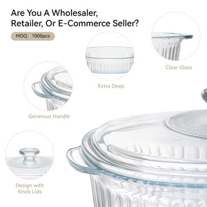 Casserole en verre borosilicate résistant au four IKOO avec couvercles Ustensiles de cuisson durables pour la cuisson et le stockage - Product Image 2