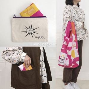 Bolso de compras plegable de nailon reciclado ecológico personalizado, bolso de compras plegable reutilizable de poliéster - Product Image 3