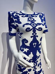 <span class=keywords><strong>Robe</strong></span> longue <span class=keywords><strong>moulante</strong></span> à manches courtes pour femme, imprimé bleu et blanc en porcelaine, élégante <span class=keywords><strong>robe</strong></span> <span class=keywords><strong>de</strong></span> <span class=keywords><strong>soirée</strong></span> pour célébrités - Product Image 5