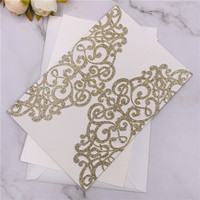 Invitations de mariage personnalisables en carton recyclable, ultra-brillantes, avec paillettes multicolores et découpes ajourées, pour les fêtes