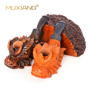 Muxiang Briar Wood Pipe Hand Carved Solid Wood Vintage Style Men's Filter Tobacco Pipe - Product Image 2