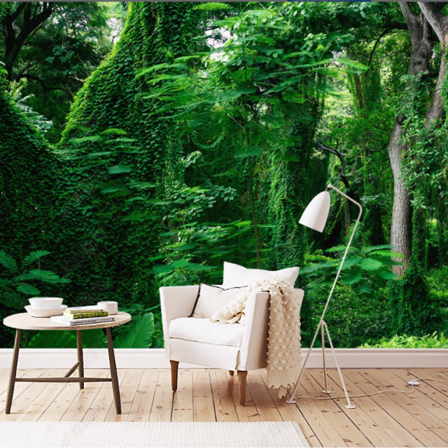 Scenery Style 3D Tree Home Decorative Forest Landscape Natural Jungle Wallpaper Mural Use for Building Materials and Real Estate