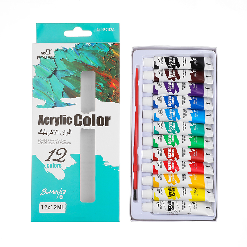 12 Ml สีอะคริลิคสีชุดสีปลอดสารพิษ12สีของเหลว Art สีสำหรับวาด