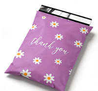 Sacs d'expédition Kawaii Purple Daisy imperméables à fermeture autocollante pour emballages de marque mignons