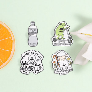 Coffret de broches métalliques Believer Gift : <span class=keywords><strong>Agneau</strong></span> Mignon, Scooter, Grenouille, Foi Enfantine, Bouteille d'Eau, <span class=keywords><strong>Broche</strong></span> Graphique Citations Bibliques pour les Amateurs de la Foi - Product Image 1