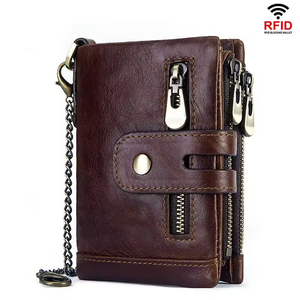 100% Genuine Leather Male Purses With <b>Zip</b> Coin Pocket Customize logo Men <b>Wallet</b> and Card Holder <b>Wallets</b> Leather Men - Product Image 2