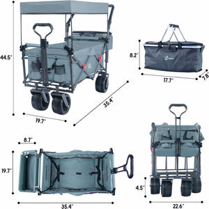 Carrito de Camping Plegable Db, Gris Metálico, con Ruedas Todoterreno, Toldo Extraíble, para Compras al Aire Libre y Senderismo - Product Image 3
