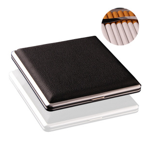 Wholesale Personalized 20pcs PU Leather Card Holder Cigarette Case with Metal Clip Automatic Cigarette case