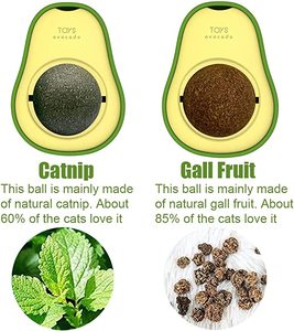 Snack Salutare Rotante per Gatti, Giocattolo da Masticare per Gattini, Palla da Leccare Commestibile con Menta, Palla da Parete con Catnip all'Avocado, Giocattoli per Gatti, Catnip Avocado - Product Image 2