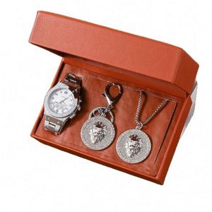 Coffret promotionnel trois pièces pour la Fête des Enseignants : montre, collier et porte-clés en verre, nouveauté moderne et simple avec impression numérique, cadeau de vacances - Product Image 5