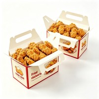 Boîtes à emporter en papier pour poulet frit imprimées sur mesure, papier kraft de qualité alimentaire, boîtes à emporter pour restaurants de restauration rapide