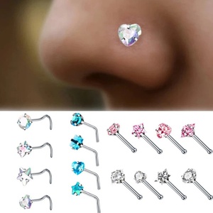 Gaby 316L Surgical <b>Steel</b> Zircon <b>Nose</b> <b>Rings</b> Circular Star Heart Design High Quality Silver Plated Women's Wedding Gift Wholesale - Product Image 6