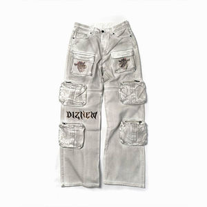 DIZNEW 2024 primavera alla moda <span class=keywords><strong>Beige</strong></span> bianco Do vecchi pantaloni <span class=keywords><strong>Cargo</strong></span> di alta qualità design Custom logo Multi Pocket Pants uomo - Product Image 1