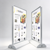 Support d'affichage publicitaire lumineux LED A5 rechargeable avec cadre en aluminium pour la vente au détail en intérieur