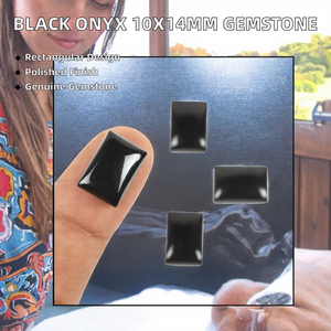 Ónix Negro Natural Único, Rectangular de 13x18mm, con Reverso Plano, Corte Calibrado, Piedra Pulida, Sin Agujero, para Fabricación de Joyería al por Mayor - Product Image 2