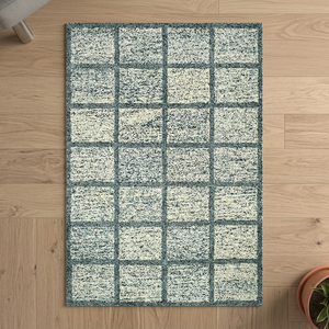 Collection Ocean Art - Tapis moderne géométrique tufté en laine/soie, extra épais, antidérapant, doux et moelleux, rectangulaire vert pour sol - Product Image 3
