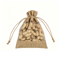Sacs de rangement réutilisables en jute et organza avec logo personnalisé, pochettes en lin à fenêtre en maille pour supermarché, pour produits secs assortis