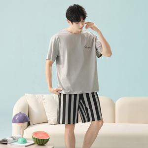 2025 nuovo arrivo estivo da <span class=keywords><strong>uomo</strong></span> <span class=keywords><strong>pigiama</strong></span> in <span class=keywords><strong>cotone</strong></span> modale traspirante <span class=keywords><strong>pantaloncini</strong></span> Casual con motivo personaggio abbigliamento da notte per la casa - Product Image 1