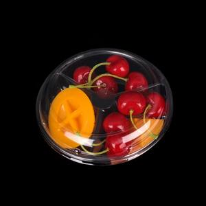 Envase Redondo Desechable de Plástico para Ensalada de Frutas con Tapa, 3 Compartimentos, Envase para Frutos Secos - Product Image 3