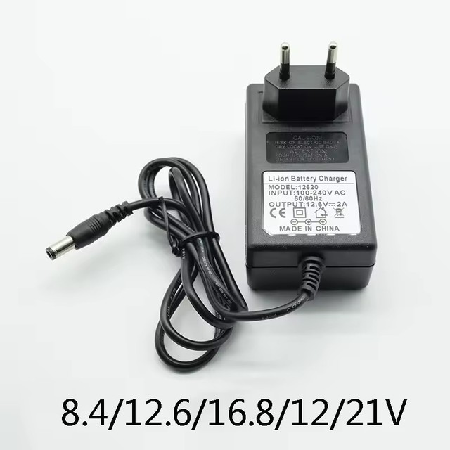 Adapter DC 8.4V 12.6V 2A 16.8V 2A 21V 1A Power Supply Charger EU Plug 5.5mm * 2.5mm(2.1mm) 100-240V 18650 Li-ion Battery