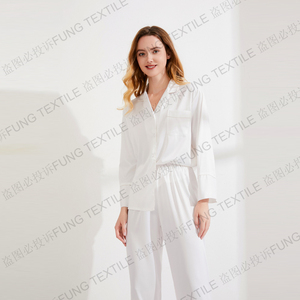 Conjunto de Pijamas de Seda Satin de Alta Qualidade Fung 6001, Cintura Elástica, Respirável, Sólido, para Damas de Honra no Inverno e Natal - Product Image 3