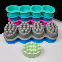 Moule en silicone ovale YDX XTG-1 à 4 cavités pour savon massant à points en relief, mousse, gâteau, bougie d'aromathérapie, savon fait main - Vente en gros