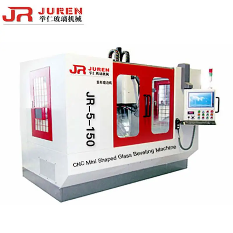 JR-CNC-5-150 CNC Mesin Kaca Beveling Otomatis, Mesin Pengolahan Kaca untuk Kaca Bentuk Khusus Dekoratif Kecil