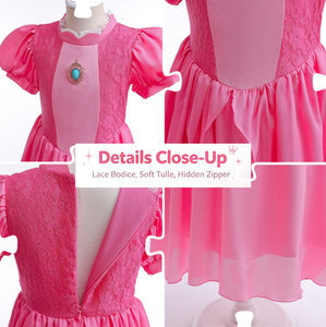 Princesse Peach Costume Robe pour Filles Cosplay Performance Outfit <span class=keywords><strong>Mario</strong></span> et Princesse Peach Robe pour Enfants - Product Image 4