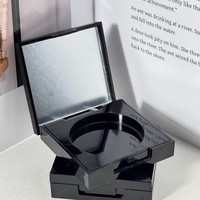 Palette de fards à paupières et de blushs monochromes noirs avec miroir, emballage en plastique ABS, personnalisable avec impression de logo
